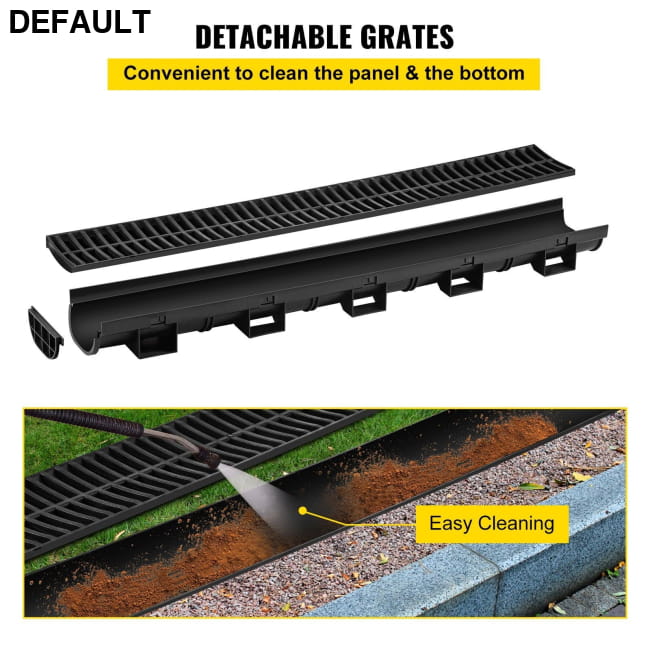 Trench Drain System Channel with Plastic Grate, 6 PCS / Best Selling Products