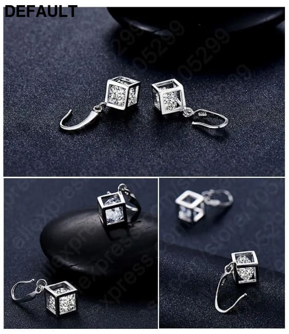 Trendy Design Jewelry Set For Women 925 Sterling Silver Square Pendant Necklace Earrings Wholesale Promotion Sets