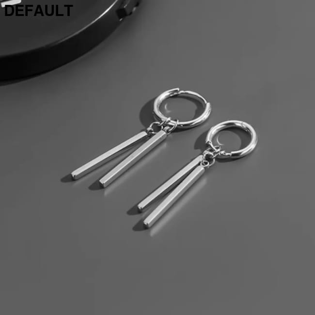 Trendy Men Earrings Minimalist Long Strip Double Stick 925