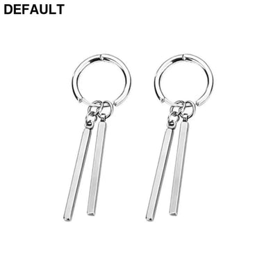 Trendy Men Earrings Minimalist Long Strip Double Stick 925 Sterling Silver Ear Buckle Male Cool Personality Dropping