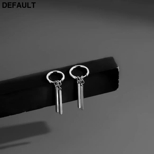 Trendy Men Earrings Minimalist Long Strip Double Stick 925 Sterling Silver Ear Buckle Male Cool Personality Dropping