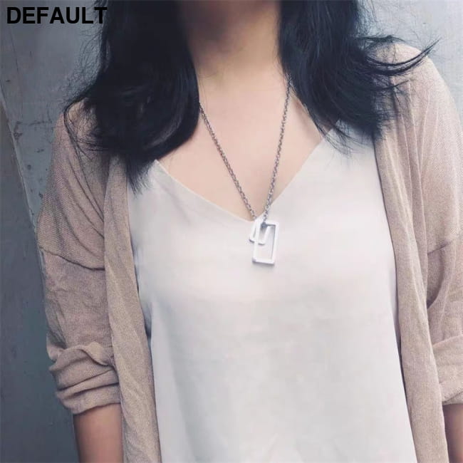 Trendy Necklace Simple Geometric Double Vertical Rectangle silver / CN Men Necklaces Sterling