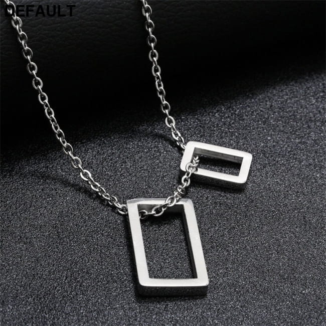 Trendy Necklace Simple Geometric Double Vertical Rectangle silver / CN Men Necklaces Sterling