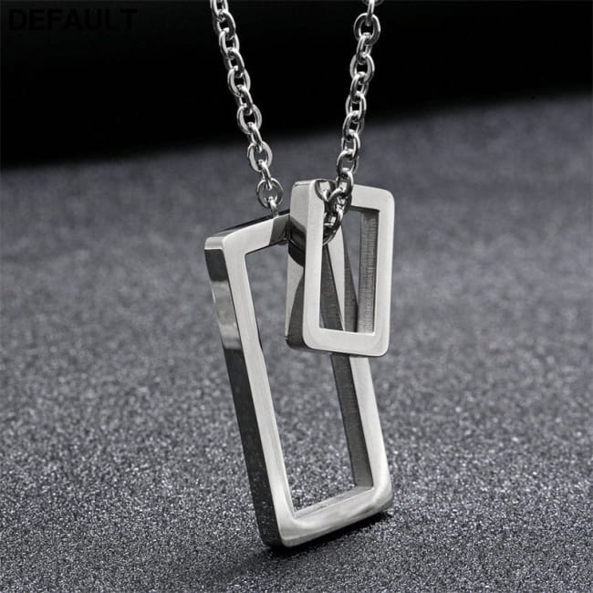 Trendy Necklace Simple Geometric Double Vertical Rectangle silver / CN Men Necklaces Sterling
