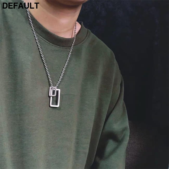 Trendy Necklace Simple Geometric Double Vertical Rectangle silver / CN Men Necklaces Sterling