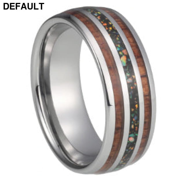 Tungsten 8MM Wedding Bands For Men And Women With Blue Opal 10 Rings