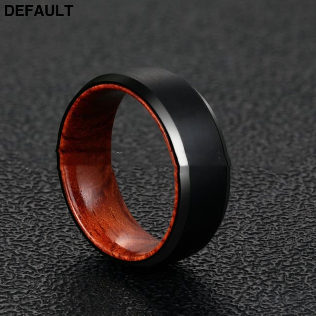 Tungsten Steel Simple Men’s Ring Two-layer Solid Wood Size 7 / Black Men Rings