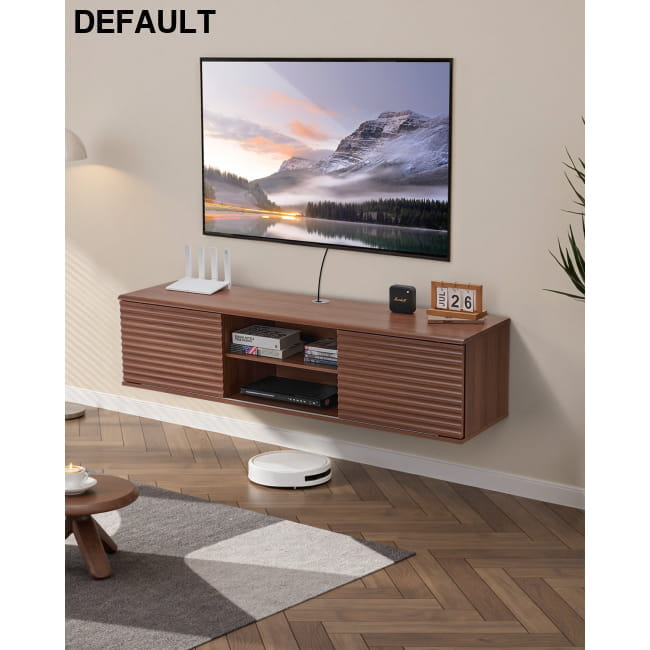 TV Schrank Hängend Wandhalterung Fernsehschrank Mit Verstellbarem Regal & Schiebetüren TV-Regal Stauraum Für DVD-Player