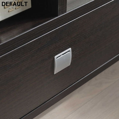 TV Stand Cabinet with curved legs one drawers on metal glides square handle modern design divided shelf two cubbies