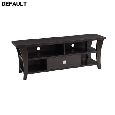 TV Stand Cabinet with curved legs one drawers on metal glides square handle modern design divided shelf two cubbies