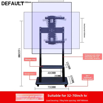 TV Stand Multi-size Optional Multi-style Sturdy Structure Movable Stainless Steel Swivel Screen 32-70 inch bracket