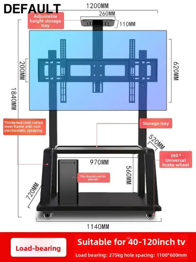 TV Stand Multi-size Optional Multi-style Sturdy Structure Movable Stainless Steel Swivel Screen 40-120 inch bracket