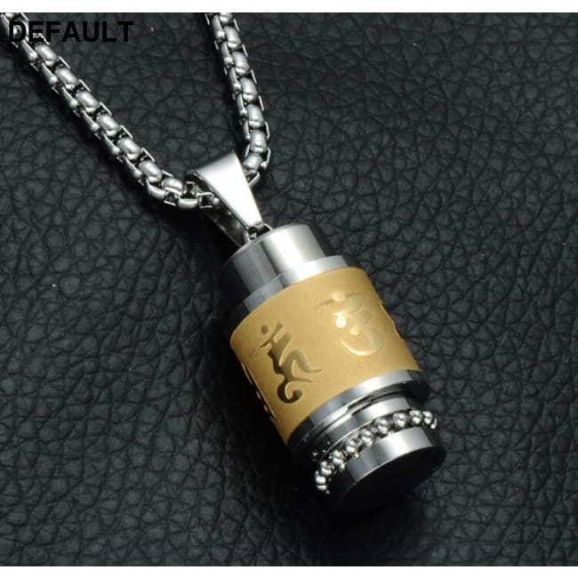 Two Tone Rotatable Mantra Men Pendant & Necklace Prayer OM Gold Necklaces Sterling Silver