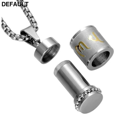 Two Tone Rotatable Mantra Men Pendant & Necklace Prayer OM MANI PADME HUM Stainless Steel Necklaces Sterling Silver