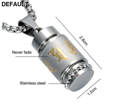 Two Tone Rotatable Mantra Men Pendant & Necklace Prayer OM MANI PADME HUM Stainless Steel Necklaces Sterling Silver