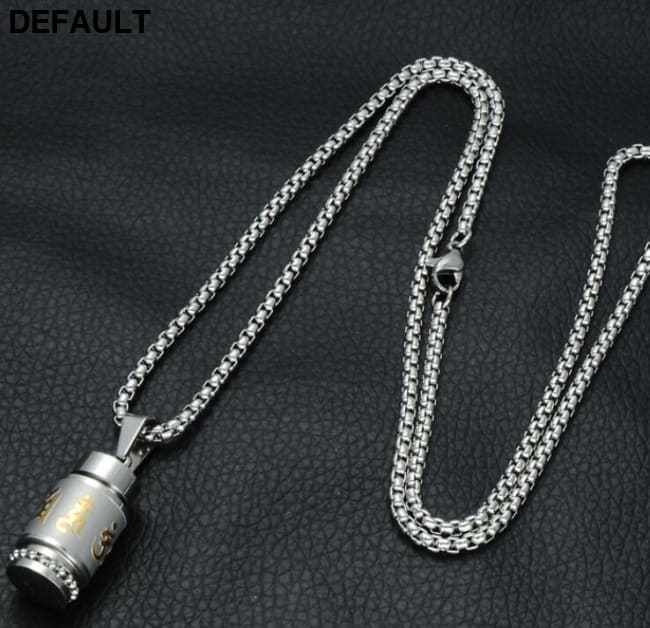 Two Tone Rotatable Mantra Men Pendant & Necklace Prayer OM MANI PADME HUM Stainless Steel Necklaces Silver Sterling