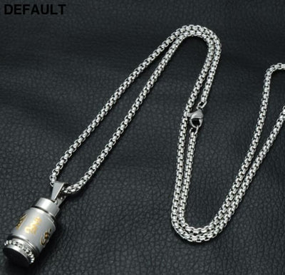 Two Tone Rotatable Mantra Men Pendant & Necklace Prayer OM MANI PADME HUM Stainless Steel Necklaces Silver Sterling