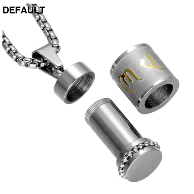 Two Tone Rotatable Mantra Men Pendant & Necklace Prayer OM Necklaces Sterling Silver