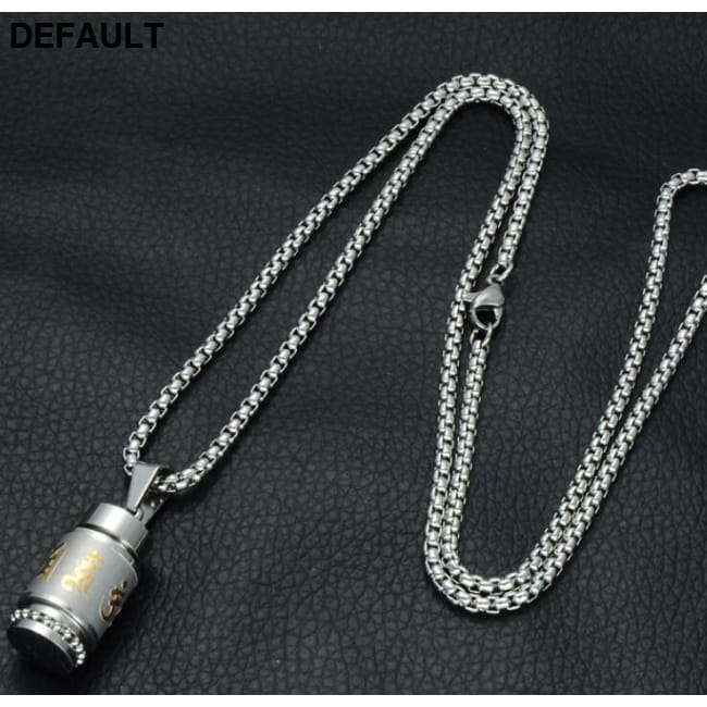 Two Tone Rotatable Mantra Men Pendant & Necklace Prayer OM Silver Necklaces Sterling