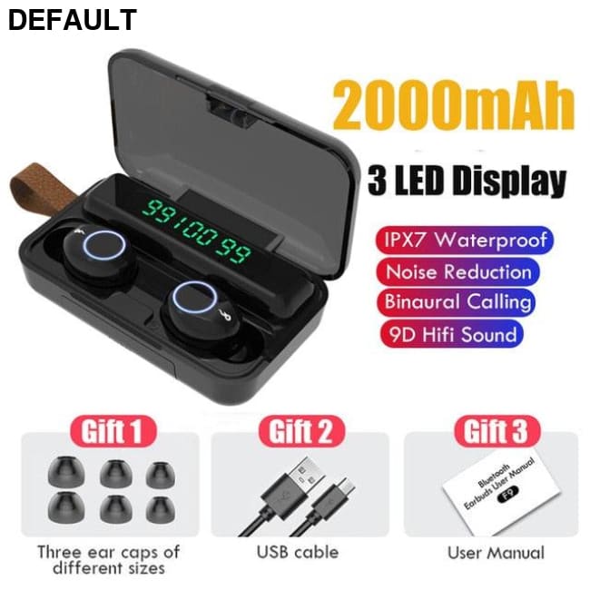 TWS Wireless Bluetooth 5.0 Earphone 9D HiFi Stereo Sport Waterproof Headphones Touch Mini Earbuds Headset with 2000mAh