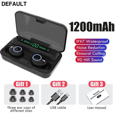 TWS Wireless Bluetooth 5.0 Earphone 9D HiFi Stereo Sport Waterproof Headphones Touch Mini Earbuds Headset with 2000mAh