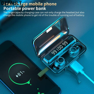 TWS Wireless Bluetooth 5.0 Earphone 9D HiFi Stereo Sport Waterproof Headphones Touch Mini Earbuds Headset with 2000mAh