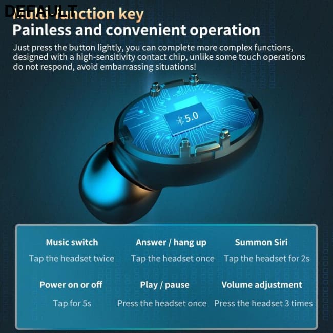 TWS Wireless Bluetooth 5.0 Earphone 9D HiFi Stereo Sport Waterproof Headphones Touch Mini Earbuds Headset with 2000mAh