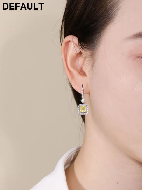 TYYL Yellow White Zircon Diamond Fairy Square Drop Earrings For Women Charms Wedding High Party Trend Jewelry Full