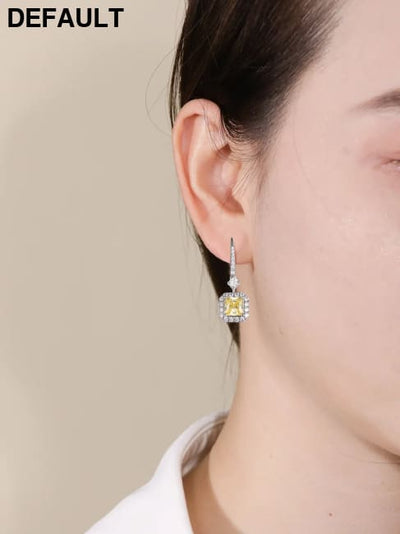 TYYL Yellow White Zircon Diamond Fairy Square Drop Earrings For Women Charms Wedding High Party Trend Jewelry Full