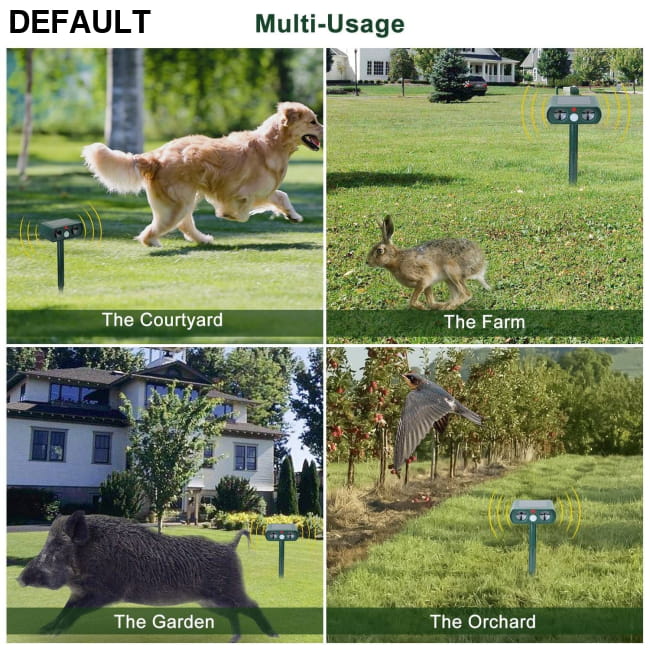 Ultrasonic Animal Repeller Solar Powered Motion Sensor Home Security & Pet Repellents