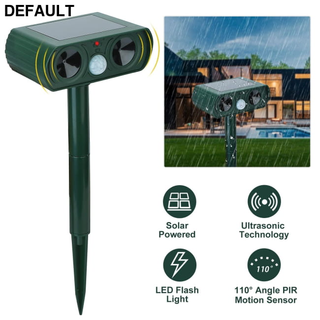 Ultrasonic Animal Repeller Solar Powered Motion Sensor Home Security & Pet Repellents