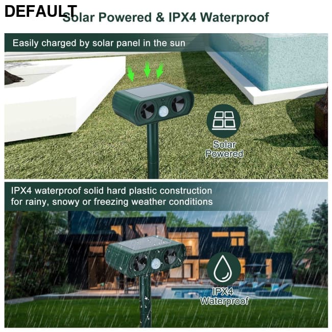 Ultrasonic Animal Repeller Solar Powered Motion Sensor Repellent IPX4 Waterproof Outdoor For Farm Garden Yard Repelling