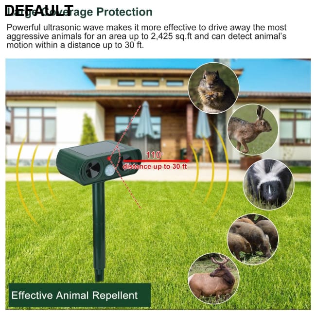 Ultrasonic Animal Repeller Solar Powered Motion Sensor Repellent IPX4 Waterproof Outdoor For Farm Garden Yard Repelling
