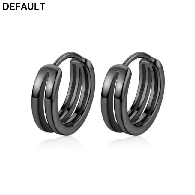 Unisex Hollow Double Ring Small Hoop Earrings Black-color Men Pair for Women