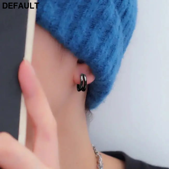 Unisex Hollow Double Ring Small Hoop Earrings Men Pair for Women