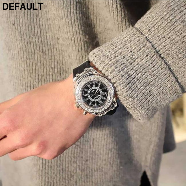 Unisex Quartz 7 Color Light Wristwatch with Silicone Rubber Case Black Men Watches Best Selling Products