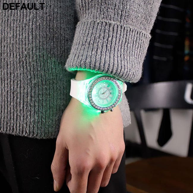 Unisex Quartz 7 Color Light Wristwatch with Silicone Rubber Case Men Watches Best Selling Products