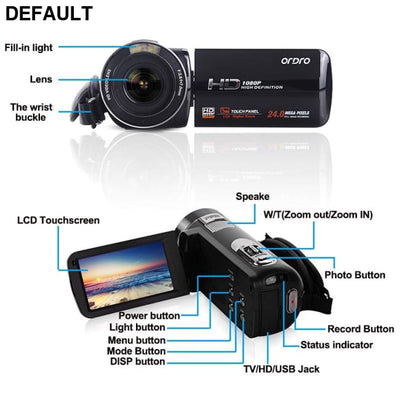 USA Ordro HDV-Z8 Cam Shipping from USAOrdro HD Digital 24 Mega Pixel Video Camera Camcorder, 16 Zoom with Rotation LCD