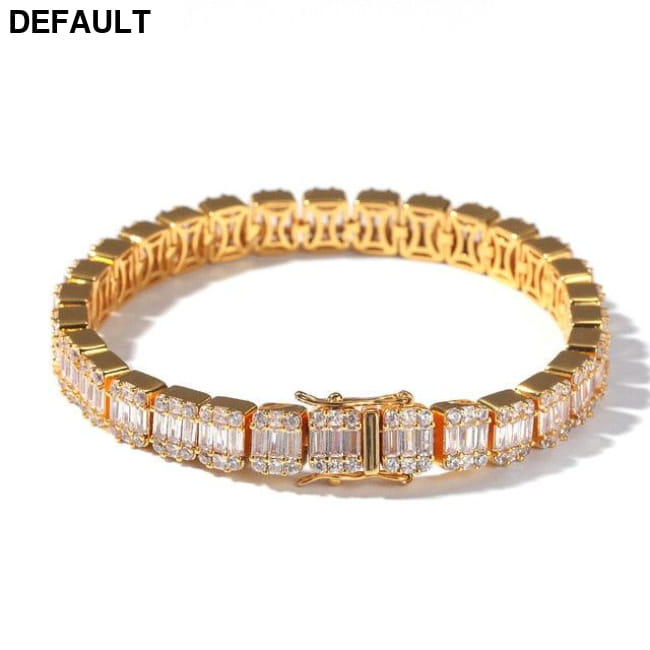 Uwin Baguette CZ Bracelet Iced Out Zircon 8.5m HipHop Gold / 8inch Men Bracelets