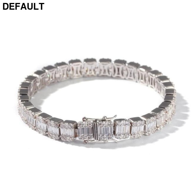 Uwin Baguette CZ Bracelet Iced Out Zircon 8.5m HipHop Silver / 8inch Men Bracelets