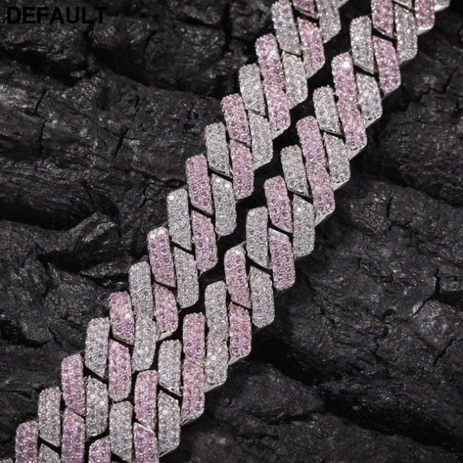 Uwin Prong 13mm Cuban Chain Micro Pave Cubic Zircon Mixed Men Necklaces Sterling Silver