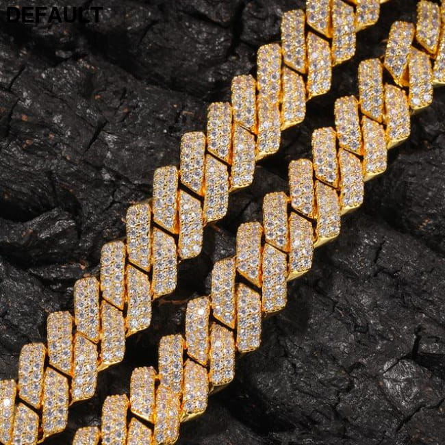 Uwin Prong 13mm Cuban Chain Micro Pave Cubic Zircon Mixed Men Necklaces Sterling Silver