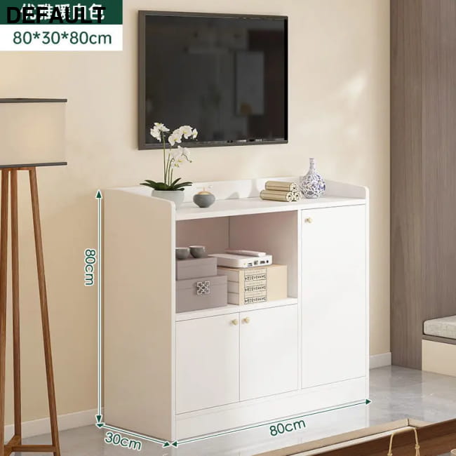Vertical Storage Tv Stand Modern Handles Shelf White 80x30x80cm 1 Home Stands Entertainment Centers &