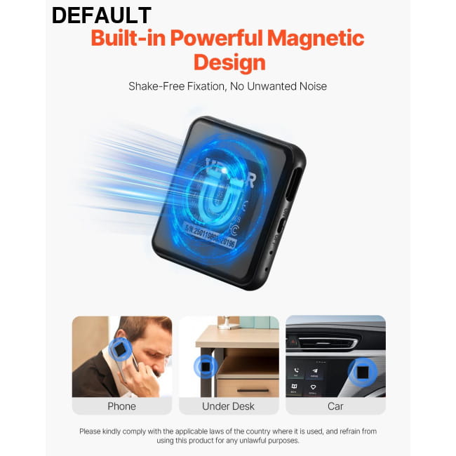 VEVOR Magnetic Voice Activated Recorder 128GB Digital Recorders