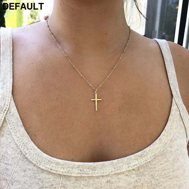 Vienkim Summer Gold Chain Cross Necklace Small Sterling Silver Necklaces
