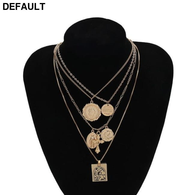 Vintage 4 Set Separable Chain Multi Layer Pendant Choker Golden Sterling Silver Necklaces