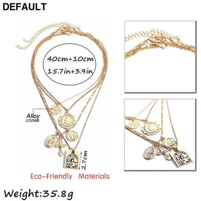 Vintage 4 Set Separable Chain Multi Layer Pendant Choker Necklaces Virgin Mary Jesus Cross Totem Square Jewelry Gift