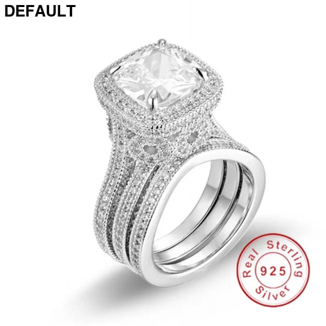 vintage 925 Sterling silver wedding rings for Women Luxury Simulated Diamond engagement Rings set 3 in bridal jewelry