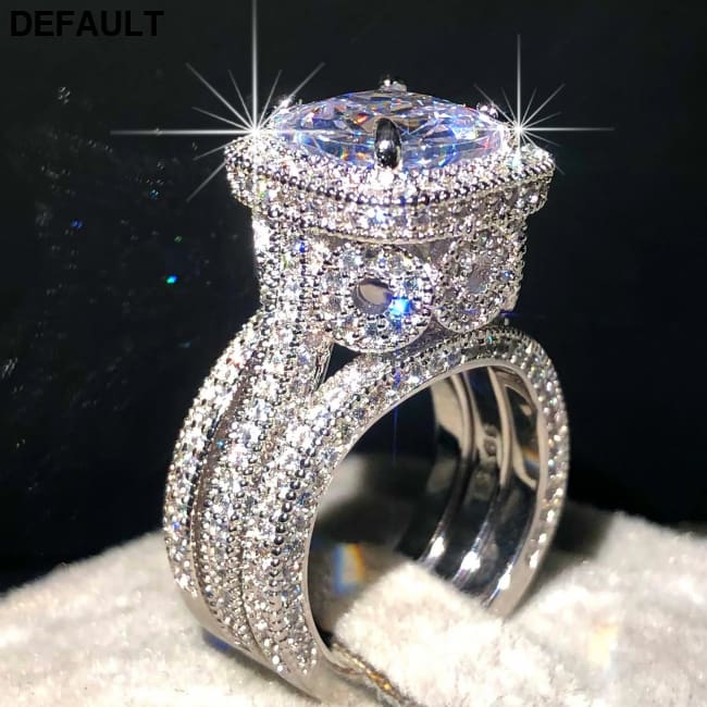 vintage 925 Sterling silver wedding rings for Women Luxury Simulated Diamond engagement Rings set 3 in bridal jewelry