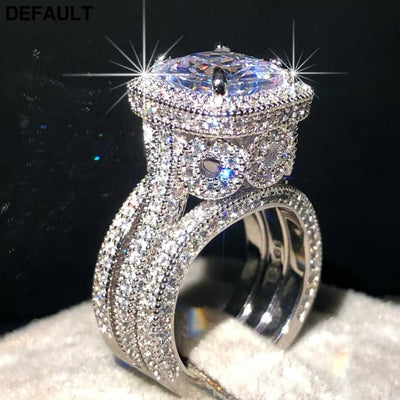 vintage 925 Sterling silver wedding rings for Women Luxury Simulated Diamond engagement Rings set 3 in bridal jewelry